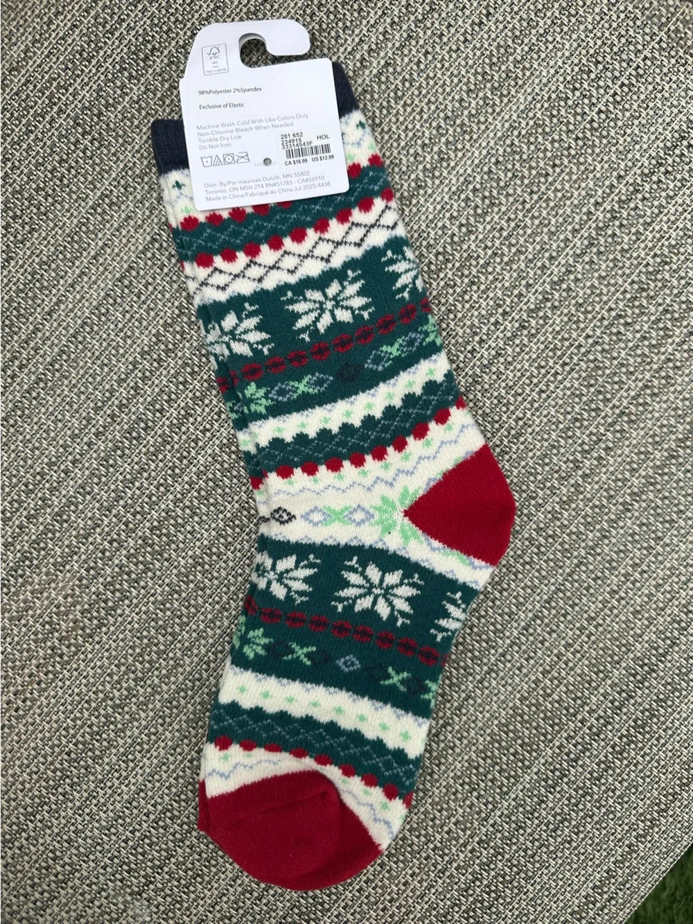 maurices Green & Red Fair Isle Crew Socks with White Accents